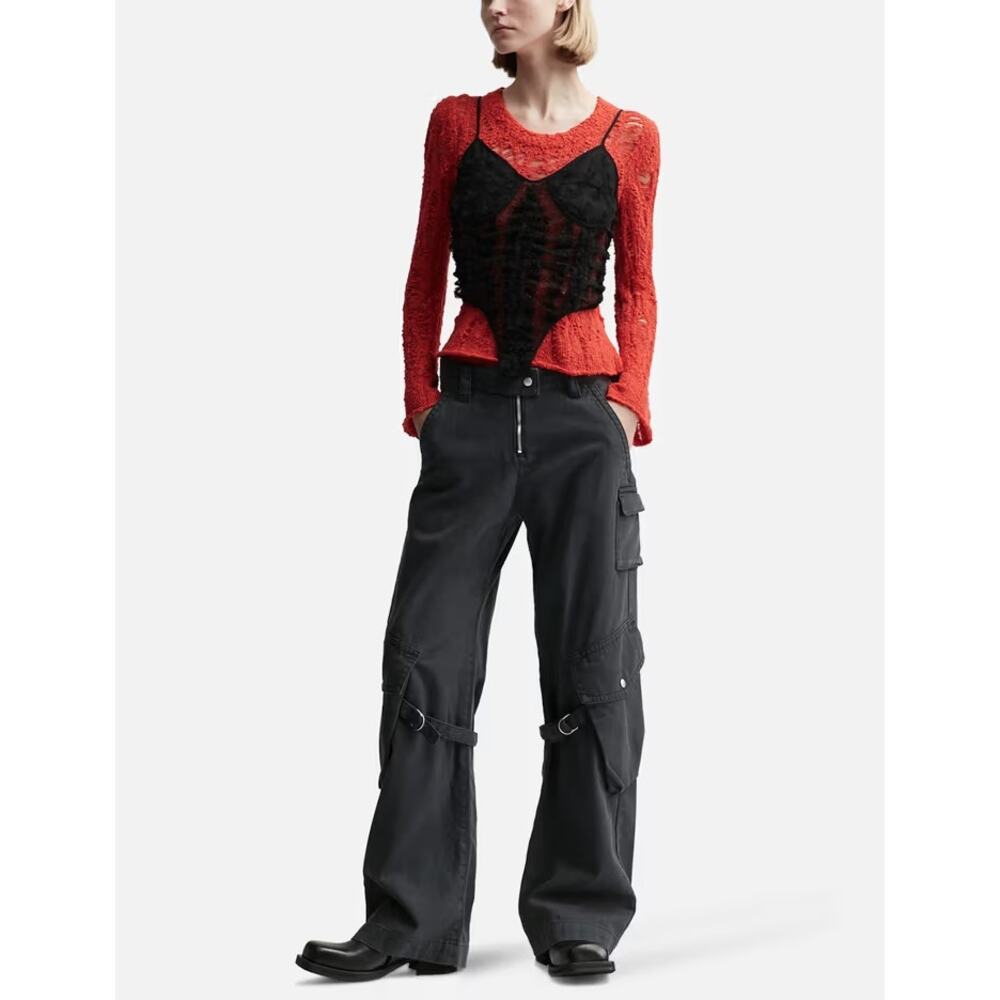 Acne Studios Potina Cargo Trousers Size 36 Charcoal Gray Cotton Punk Grunge - Picture 6 of 16